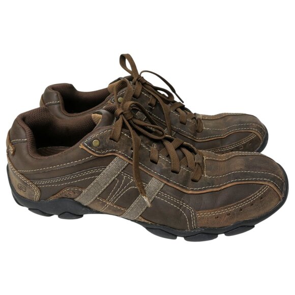 Skechers Men\'s Tan Oxford-Derby with Brown Stripes Sketchers Memory Foam Brown Oxford Shoes main image 4